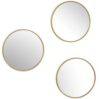 HOME DECO FACTORY, HD0381, Golden Decorative Mirror, modern and elegant Design, ideal for Living Room, Bedroom or Bathroom, Set of 3, Diameter 26 cm, Gold Color