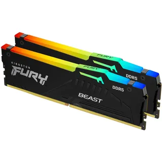 Kingston FURY Beast RGB schwarz DIMM Kit 64GB, DDR5-6000, CL30-36-36, on-die ECC (KF560C30BBEAK2-64)