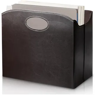 WIYETY Leder Zeitungsständer Modern, Leder Zeitschriftenhalter mit Griff, Zeitungsständer aus Leder mit Fächern, Zeitungskorb Faltbar, Magazinhalter Zeitungskorb für Zuhause Büro Wohnzimmer