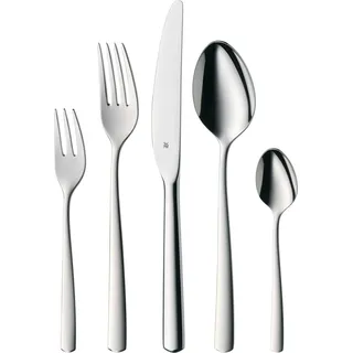 WMF Boston Edelstahl Besteck Set 6 Personen, Essbesteck Set 30 teilig, Monobloc-Messer, Cromargan Edelstahl poliert, spülmaschinengeeignet - Silber