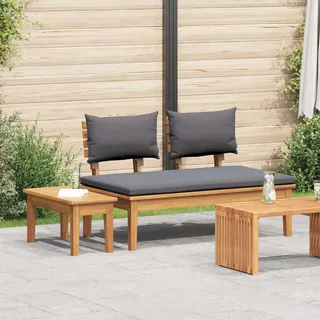 vidaXL Gartenbank und Tischset 2 pcs Grau und Braun Massivholz Teak - Grau