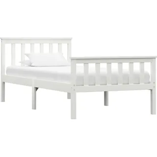 vidaXL Massivholzbett Weiß Kiefer 100x200 cm - Bettgestell - Bettgestelle - Bettrahmen - Einzelbett - Weiß