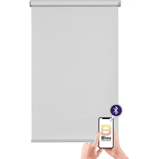 SUNLINES Elektrisches Rollo »Miami« Lichtschutz Sichtschutz mit Bohren freihängend appgesteuert via Bluetooth, mit Motor & Akku, silberfarbener Fallstab,