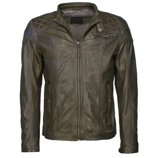 Lederjacke MUSTANG "Lederjacke Cooper", Herren, Gr. S, grün (khaki), Obermaterial: 100% Lammleder LEL. Futter: 100% Baumwolle CO., Jacken Lederjacke