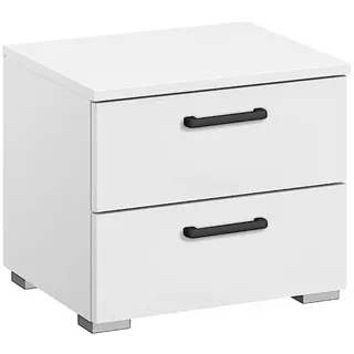 Rauch Möbel Florenz Nachttisch Nachtkommode, Alpinweiß, 2 Schubladen, BxHxT 40x36x40 cm