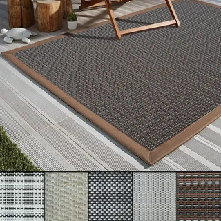 Outdoor-Teppich Mit Bordüre aus Kunststoff wetterfest & rutschsicher Modena 70x130 cm - Braun