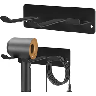YOUGRIDDA Haartrocknerhalter Kabelhalter Haartrockner Halterung Ohne Bohren, 304 Edelstahl, Matte Finish, Wand Befestigtes Fönhalter-Gestell (Schwarz)