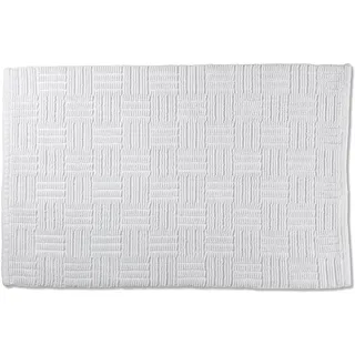 kela Badematte rutschfest 50 x 80 cm LEANA, Badezimmerteppich weiß, waschbar, 100% Baumwolle, Badvorleger in Flechtoptik