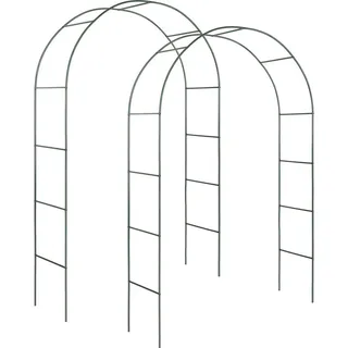tectake Rosenbogen 2er Set, 140 x 40 x 240 cm, grün , Grün , Metall , Formgebogen , 40x240x140 cm , Dekoration, Gartendeko