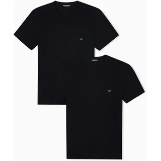 Emporio Armani Man's Core Logoband 2-Pack Crewneck T-Shirt, Schwarz, S, Regular, schwarz/schwarz, S
