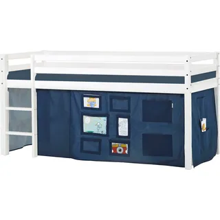 Hoppekids Hochbett »ECO Dream, Kinderbett, Spielbett, Halbhohes Bett aus Massivholz« inkl. Vorhang-Set Creator, Bettgröße & Matratze wählbar, blau