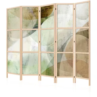 LUMASOUL Japanische Trennwand Paravent Raumteiler 225x172 cm Abstrakt | 5 teilig Dekorativ, Shoji-Stil, faltbar, freistehend, als Sichtschutz für Wohnräume