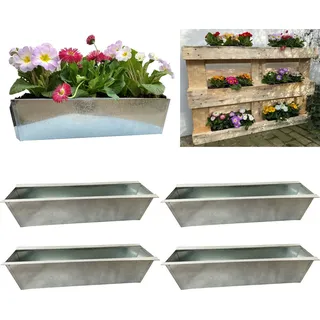 4er Set Zink Paletten Blumenkästen Balkonkästen Einsatz für Europaletten 38 cm