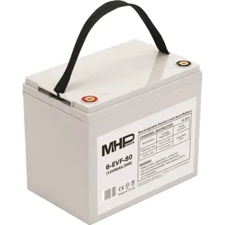 MHPower 6-EVF-80 Traktions-Gelbatterie 12 V/80 Ah, Anschluss T1 – M6, Deep Cycle