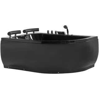Beliani Whirlpool-Badewanne mit Tür 158 x 113 x 63 cm (Schwarz)