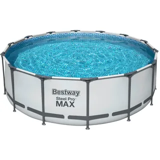 Bestway Pool SET Steel PRO 5612X , Blau, Grau, Weiß , Metall, Kunststoff , 122 cm , Freizeit & Co, Pools & Wasserspaß, Pools, Aufstellpools