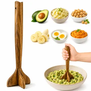 Luxorielle Kartoffelstampfer, Sapeli Holz, Kartoffelpresse, Stampfer Küche | Kartoffelstampfer Aus Sapeleholz, Hackfleisch Zerkleinerer Manuell, 27,8 Cm, Kratzarm, Hitzebeständig, Mit Aufhängeloch