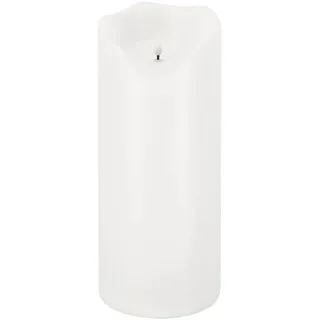 LED Universum - LED Outdoor Kerze Lou weiß Kunstsoff IP44 Candle für Dekoration von Balkon Terrasse Garten Laterne 6h Timer 3 x Baby C LR14 Batterien (nicht enthalten) 2700K warmweiß (Weiß, 40 cm)