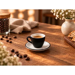 Bonna Lavis Black - Espressotassen und Untertasse - 80 cc - Porcelain - 6er set - Bunt