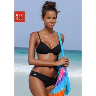 Bügel-Bikini-Top BUFFALO "Happy", Damen, Gr. 36, Cup F, schwarz, Microfaser, Polyamid, unifarben, Bikini-Oberteile Bügel-Bikini-Top, seitlich zu raffen, Topseller