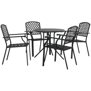 Gartenstuhl-Set 5-tlg. Stapelbar Pulverbeschichteter Stahl - Grau