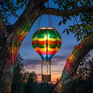 TERESA'S COLLECTIONS Gartendeko für draußen,45cm Solarlaterne für außen,Bunte Luftballon Solarlampe Aufhängen,dekorativer solarleuchten für außen,Flammeneffekt Garten Deko,für Weihnachtsgeschenke