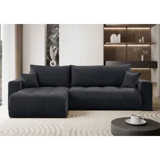 lookway Eckcouch Wind 99  mit Schlaffunktion und Bettkasten Schwarz