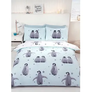 Rapport Bettbezug-Set mit Pinguin-Muster, Ice, Einzelbett