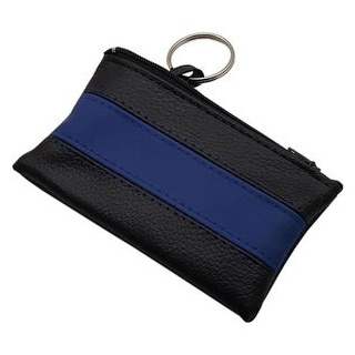 myledershop Praktische Schlüsseltasche/Schlüsseletui/Schlüsselmäppchen mit 1 Reißverschlussfach (Schwarz/Blau)