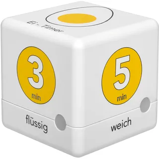 TFA Cube Digitaler Eier-Timer Kurzzeitmesser 60 x 60 x 60 mm Weiß/Gelb