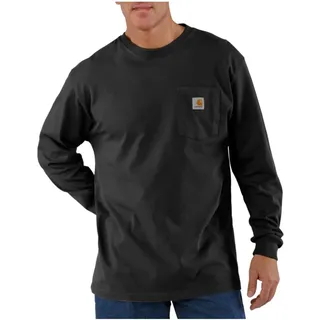CARHARTT Herren Loose Fit, schweres, langärmliges Pocket T-Shirt mit Tasche, Schwarz, L