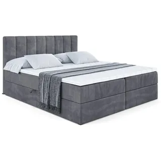 altdecor Boxbett, Dunkelgrau, Holzwerkstoff, Höhe ca. 20 cm 180x200 cm, Schlafzimmer, Betten, Boxspringbetten