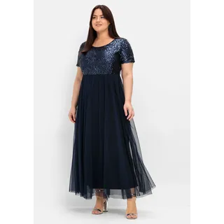 Sheego Abendkleid »Maxikleid in A-Linie mit Pailletten«, in A-Linie mit Pailletten, blau