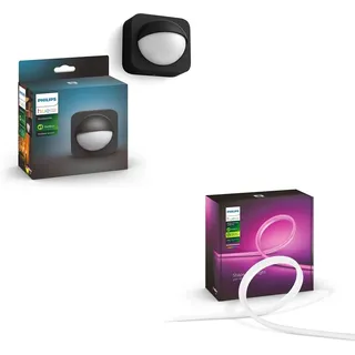 Philips Hue Lightstrip 2m + Außensensor Hue Lichtsystem mit 16 Mio. Farben, smarte Lichtsteuerung über Sprache oder App