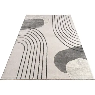 Paco Home Teppich PACO HOME "Tuana 216", grau, B:240cm H:15mm L:340cm, Polypropylen (PP), Teppiche, Teppich, Kurzflor, modernes Design, Regenbogen, Hoch-Tief Struktur, Scandi-Look