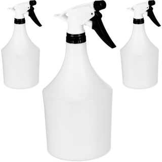 Relaxdays Sprühflasche 3er Set, einstellbare Düse, 1 Liter, mit Skala, Kunststoff, Blumensprüher, weiß-schwarz