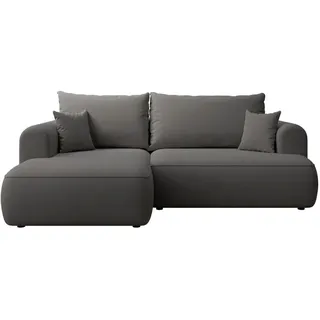 Selsey Eckschlafsofa Ovo Mini Dunkelgrau Easy-Clean-Samtbezug , Textil , Ottomane links,L-Form , 238x156 cm , Wohnzimmer, Sofas & Couches, Wohnlandschaften, Ecksofas