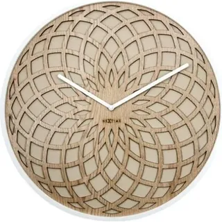 NeXtime 3149BE, Wand, Quarzuhr, Kreis, Beige, Weiß, Holz, Erwachsene - Beige, Weiß