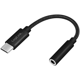 Logilink USB-C auf 3,5-mm-Klinkenstecker Adapter 0,13 m Schwarz