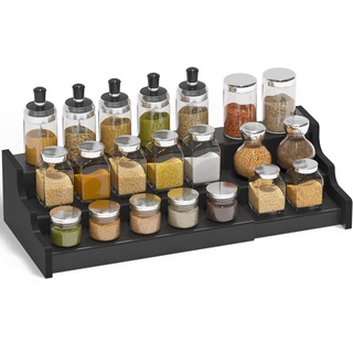 Ruichang 3-stöckiges Ausziehbar Gewürzregal Stehend, Gewürz Organizer Gewürzgläser Organizer Spice Rack Gewürzregale für Küchen, Schrank (Schwarz)