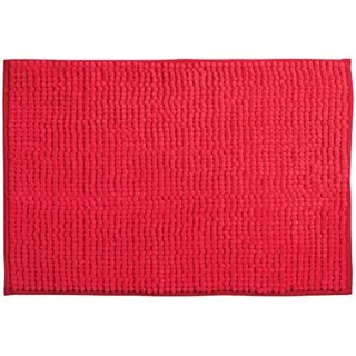 MSV Badteppich Badvorleger Duschvorleger Chenille Hochflor Badematte 40x60 cm – Rot