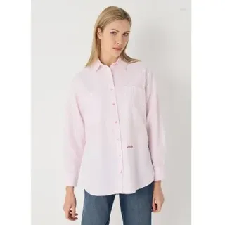 Lois Jeans für Damen. 431702662 Langärmeliges Hemd mit gewebtem rosa Streifen (L), Lässig, Baumwolle, Langarm