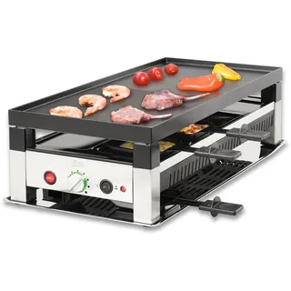 Solis 5 in 1 Table Grill 791 Raclette 8 Personen - Raclette + Tischgrill + Wok + Pizza Grill + Crêpes - Elektrogrill - 1400W - Edelstahl