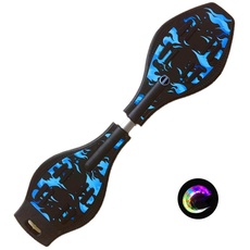 Sumeber Waveboard Kinder Street Surfing Roller Torsion Skateboard Double Decks Casterboards für Wave/Surf Waveboard/Castor Board mit blinkenden Rädern für Kinder/Jugendliche (Blue Flame)