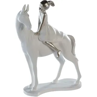 Casablanca by Gilde Casablanca by Gilde, Skulptur Girl on Horse weiß Silber - Mädchen auf Pferd - Höhe 25 cm