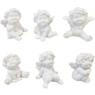 IGOR Engel Sitzend, 6er Set: Schutzengel Figuren, Deko Engelsfiguren, Weihnachtsengel, Kleine Dekoengel, Dekofiguren Weiß, Geschenk Geburtstag, Muttertag, Weihnachten, Glücksbringer Klein, 6 cm