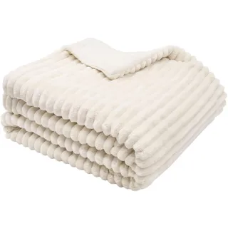 ZOLLNER Kuscheldecke flauschig aus 100% Polyester, 150x200 cm, Weiß