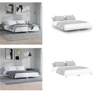 vidaXL Bettgestell Weiß 120x200 cm Holzwerkstoff - Bettgestell - Bettgestelle - Bettrahmen - Bett - Weiß