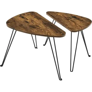 VASAGLE 2er Set Beistelltische, Ausziehtische, Couchtische, für Wohnzimmer, Esszimmer, Schlafzimmer, Industriestil, rustikal braun und schwarz - Braun, Schwarz