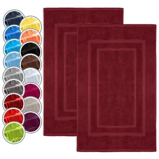 NatureMark 2er Pack Badvorleger | Premium Qualität | 100% Baumwolle | 50 x 80 cm | Duschvorleger Duschmatte Doppelpack | Farbe: Bordeaux rot
